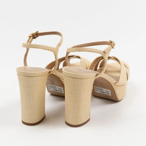 Schutz Women Strappy Slingback Sandals Natural Light Wood Size 8.5
