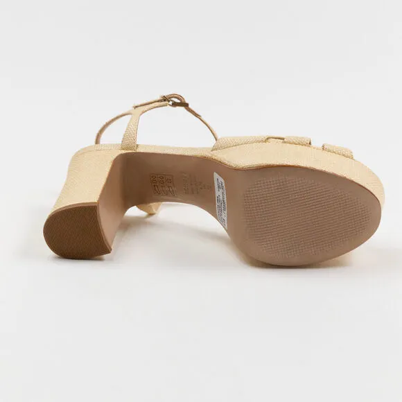 Schutz Women Strappy Slingback Sandals Natural Light Wood Size 8.5