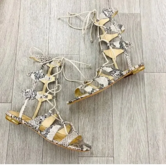 SCHUTZ Women's Erlina Snake Skin Gladiator Sandals Size 6.5 New in the Box