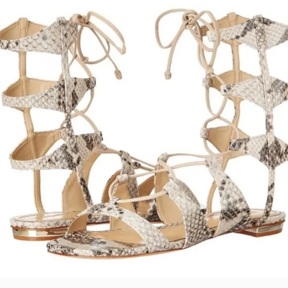 SCHUTZ Women's Erlina Snake Skin Gladiator Sandals Size 6.5 New in the Box
