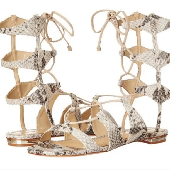 SCHUTZ Women's Erlina Snake Skin Gladiator Sandals Size 6.5 New in the Box