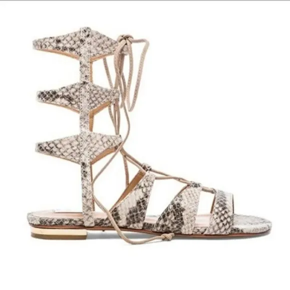 SCHUTZ Women's Erlina Snake Skin Gladiator Sandals Size 6.5 New in the Box