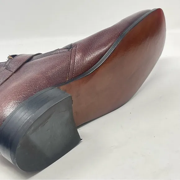 Sears Chelsea Boots Mens 8 D Brown Leather Strap Buckle Hipster Square Vintage