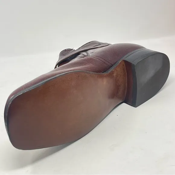 Sears Chelsea Boots Mens 8 D Brown Leather Strap Buckle Hipster Square Vintage