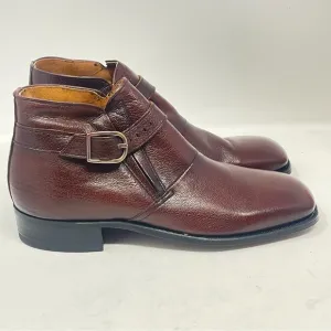 Sears Chelsea Boots Mens 8 D Brown Leather Strap Buckle Hipster Square Vintage