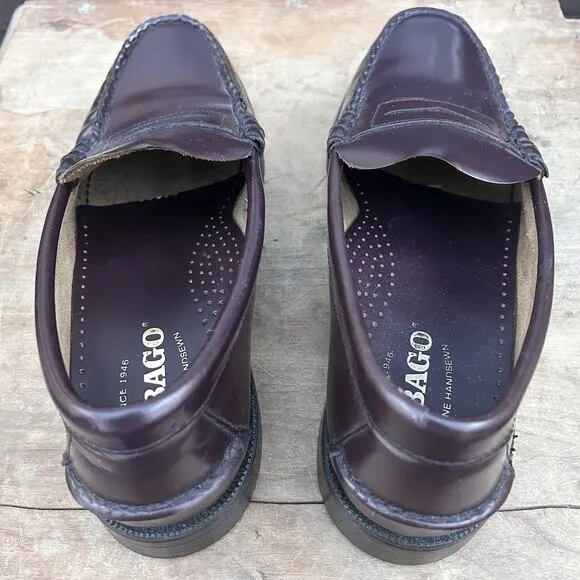 Sebago Dan Leather Penny Loafers Men's Size 9 Burgundy Brown