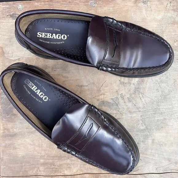 Sebago Dan Leather Penny Loafers Men's Size 9 Burgundy Brown