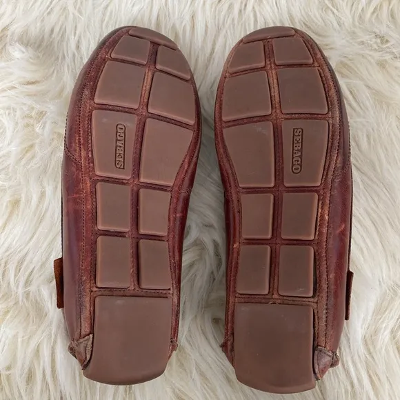Sebago Men's Red Brown Leather Loafers Soft Cussioned US 9 - Good Condition
