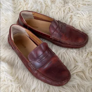 Sebago Men's Red Brown Leather Loafers Soft Cussioned US 9 - Good Condition