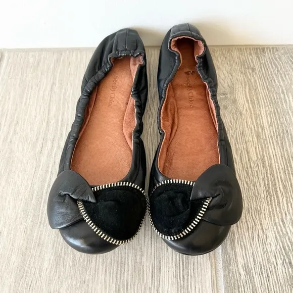 See by Chloe Women's Zipper Bow Ballet Flats Leather Suede Black 37 (7)