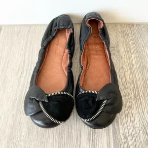 See by Chloe Women's Zipper Bow Ballet Flats Leather Suede Black 37 (7)