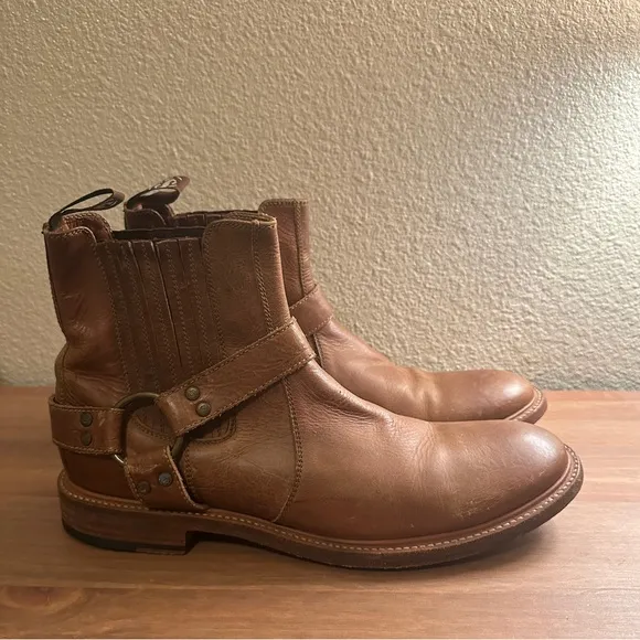 SENDRA Mens Leather Buckle Biker Boots Brown