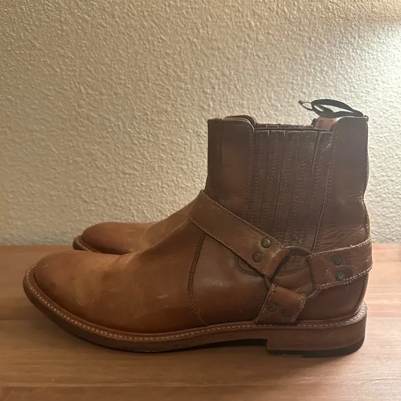 SENDRA Mens Leather Buckle Biker Boots Brown