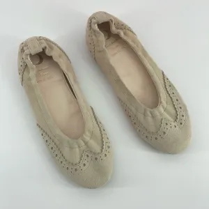 September Moon Suede Ballet Flats in Cream 230/US Girls 4.5 A13