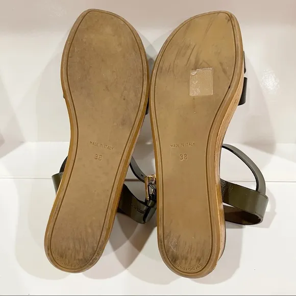 Sergio Rossi Women’s Platform Sandals  Size 8 38 Made in Italy Green Leather EUC