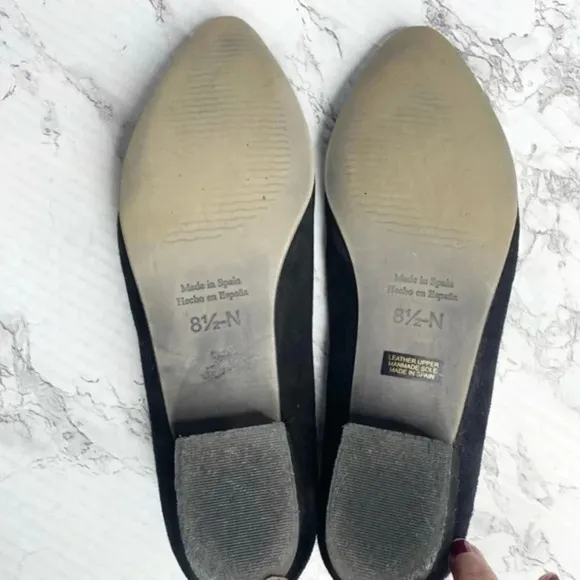 SESTO MEUCCI Black Suede Pointy Loafer Flats size 8.5 EUC
