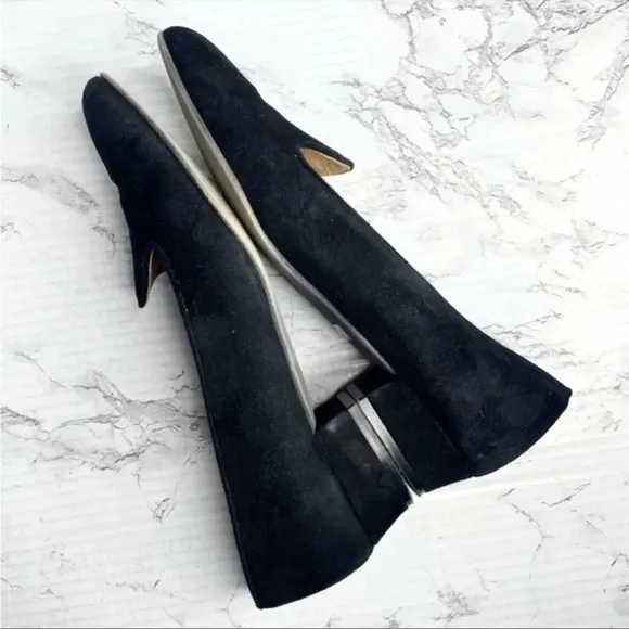 SESTO MEUCCI Black Suede Pointy Loafer Flats size 8.5 EUC
