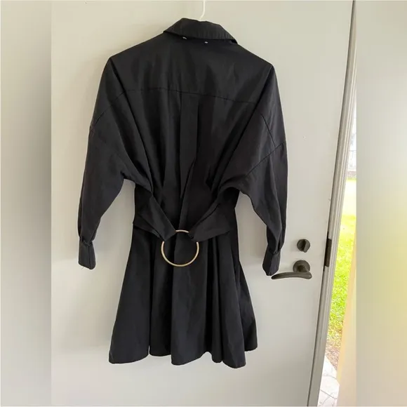 Shop Akira - black mini dress with o ring belted detail