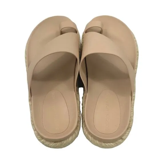 Sigerson Morrison Laddie Padded Leather Slides in Light Latte Espadrille Sandals