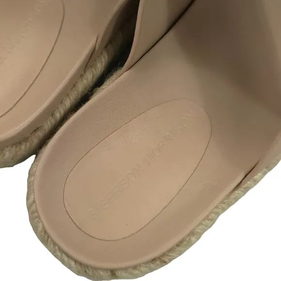 Sigerson Morrison Laddie Padded Leather Slides in Light Latte Espadrille