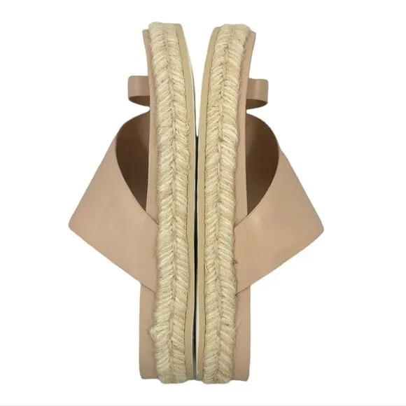 Sigerson Morrison Laddie Padded Leather Slides in Light Latte Espadrille…