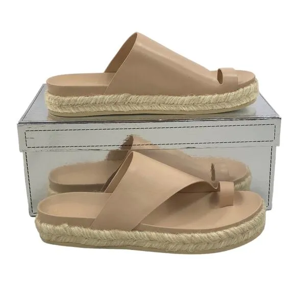 Sigerson Morrison Laddie Padded Leather Slides in Light Latte Espadrille