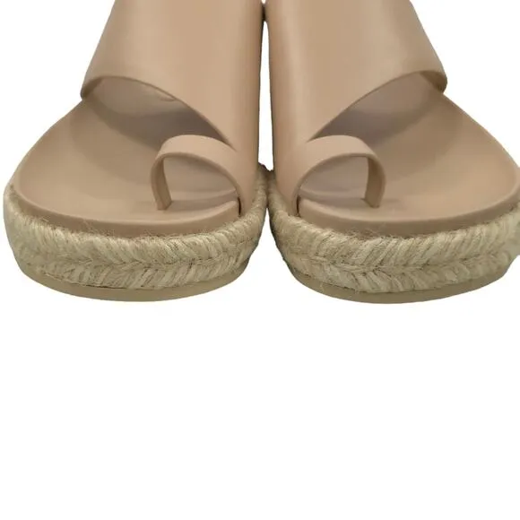 Sigerson Morrison Laddie Padded Leather Slides in Light Latte Espadrille…