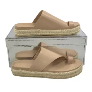 Sigerson Morrison Laddie Padded Leather Slides in Light Latte Espadrille…