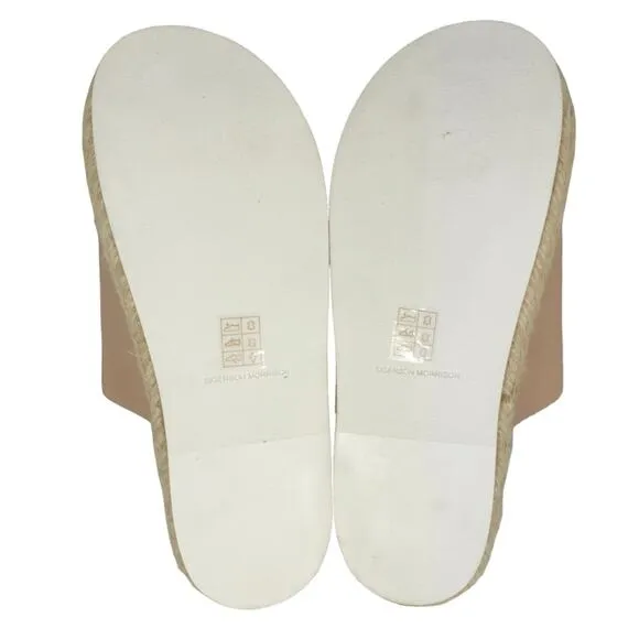 Sigerson Morrison Laddie Padded Leather Slides in Light Latte Espadrille…