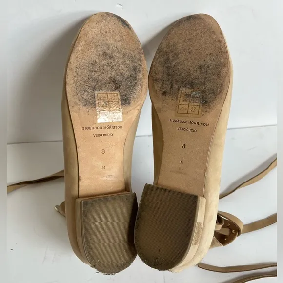 SIGERSON MORRISON Women camel Suede Lace-up Ankle Flats Pump Size US 8B