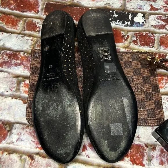 Sigerson Morrison black, and gold suede flats made in Italy