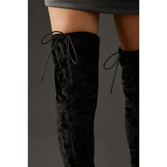 Silent D Over-The-Knee Black Velvet Boots - New Size 6 (37 EU)