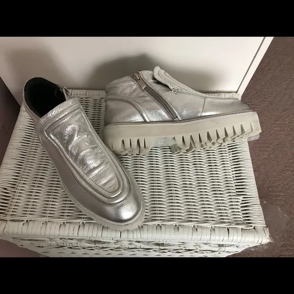 🔥Silver Leather Platform Ankle Boots🔥