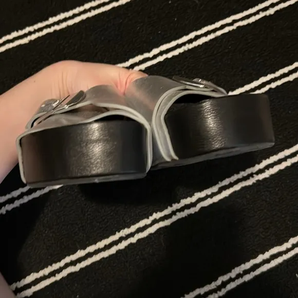 Simon Miller Silver Buckle Platform Slides Sandals
