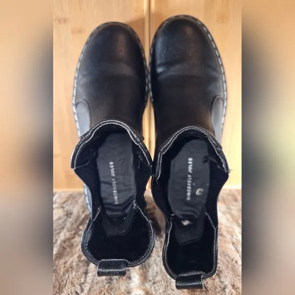 Sincerely Jules Black Leather Hippie Chunky Chelsea Boots Platform sz 8.5