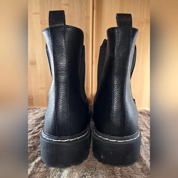 Sincerely Jules Black Leather Hippie Chunky Chelsea Boots Platform sz 8.5