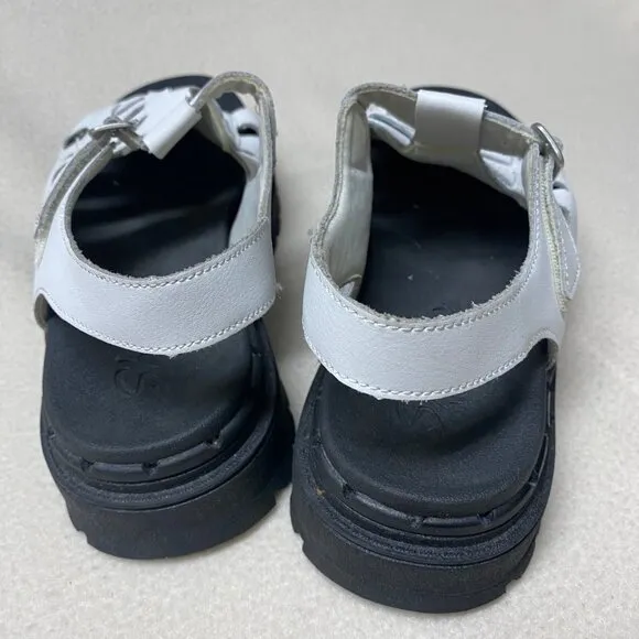 Size 5 EUR 35 chunky Skechers Jammers Throwback‎ White Leather Fisherman Sandals