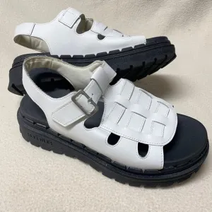 Size 5 EUR 35 chunky Skechers Jammers Throwback‎ White Leather Fisherman Sandals