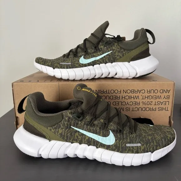 Size 8.5 - Nike Men’s Free Run 5.0 Next Nature Cargo Khaki New