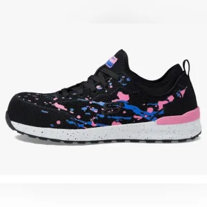 Skechers Bulkin Renneta Comp Toe Black Sneakers Pink/Blue Accent Women’s 9.5 NEW