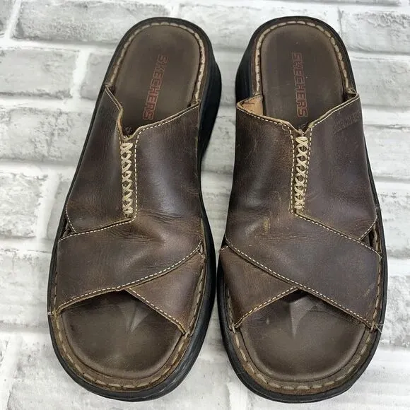 Skechers Charade-Imagine Women's 9 Brown 90's Vintage Y2K Chunky Sandal Jammers
