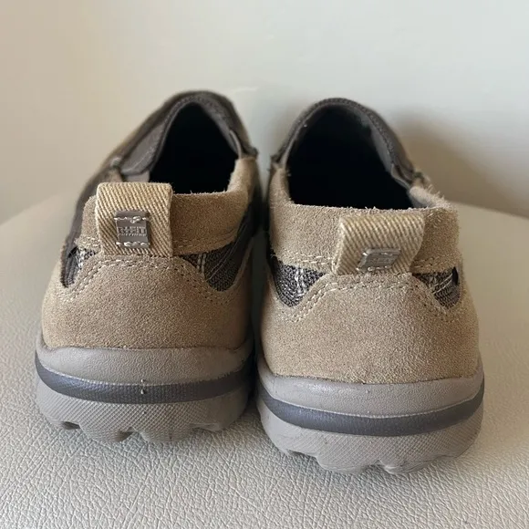 Skechers Extra Wide Memory Foam Milford Slip On Loafers Canvas Brown Tan Men 12