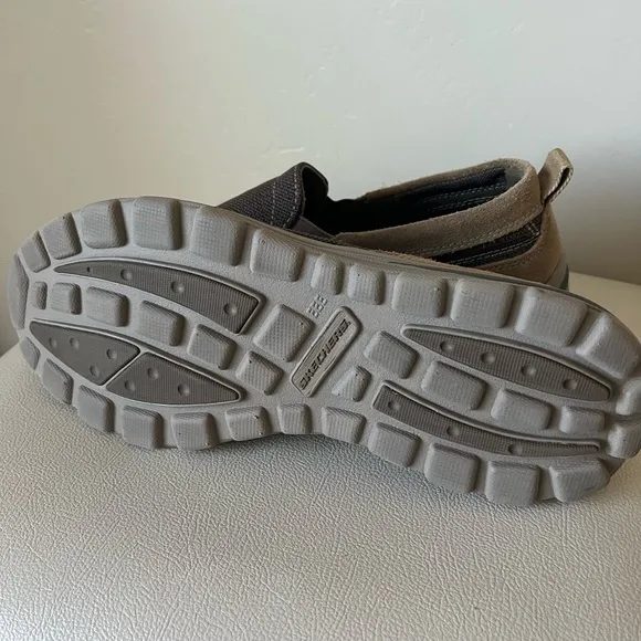 Skechers Extra Wide Memory Foam Milford Slip On Loafers Canvas Brown Tan Men 12