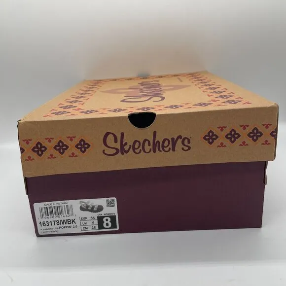 Skechers Jammers Lite Poppin 2.0 Sz 8 Sandals White Leather Chunky Platform