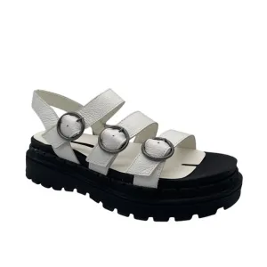 Skechers Jammers Lite Poppin 2.0 Sz 8 Sandals White Leather Chunky Platform