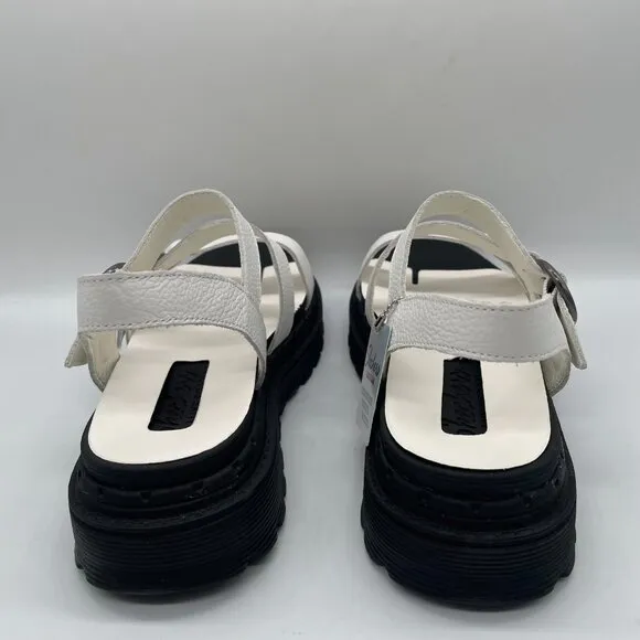 Skechers Jammers Lite Poppin 2.0 Sz 8 Sandals White Leather Chunky Platform