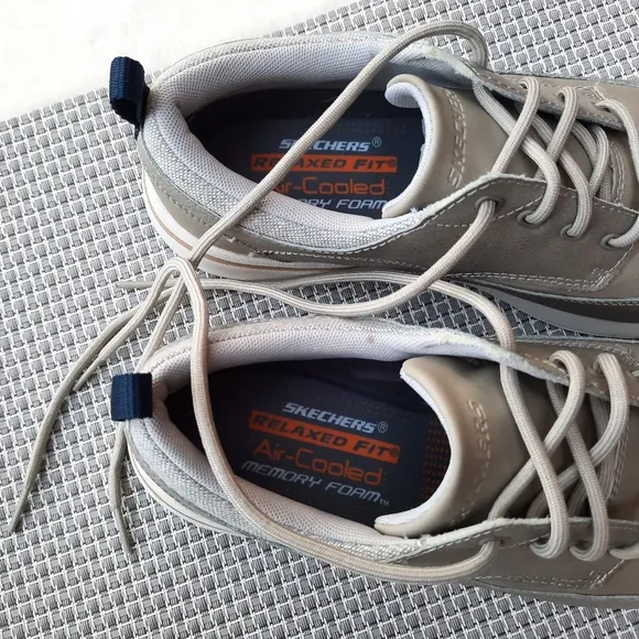 Skechers Men's Elent Leven Relaxed Fit Memory Foam Comfort Sneakers Greige 10