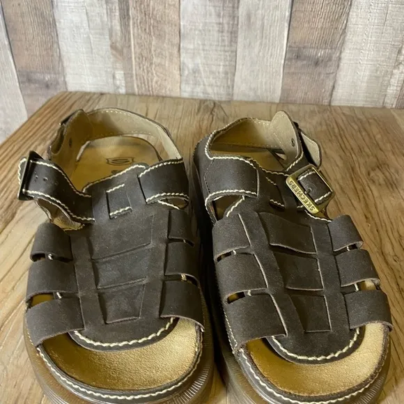 Skechers Vintage Fisherman Jammers Sandals Brown Leather Buckle