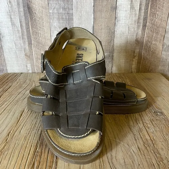 Skechers Vintage Fisherman Jammers Sandals Brown Leather Buckle