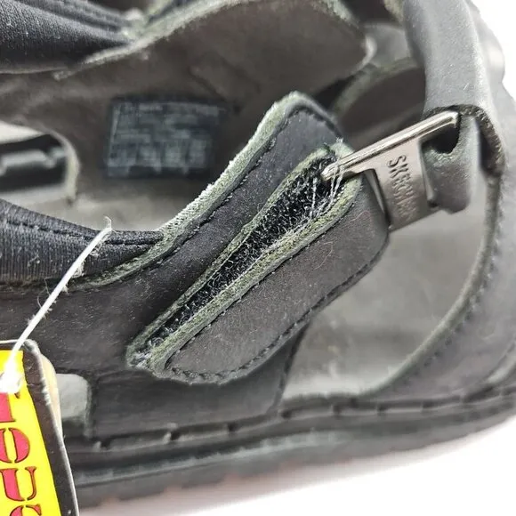 Skechers‎ Youth Size 1 Black Chunky Leather Sandals Platform Y2K 90s Grunge
